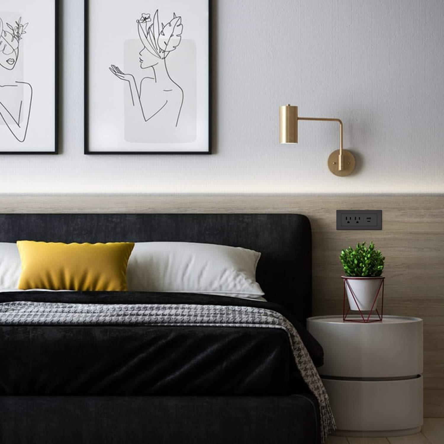 Wiremold Legrand Wiremold RDZCBK radiant Furniture Power Center with USB, Recessed Power Strip, 2 Outlets, Type A/C USB, 6 Foot Cord, Black