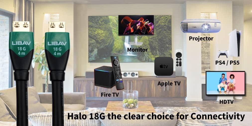 Liberty AV Solutions Liberty's Premium Series Nebula with Ethernet 18G HDMI Cable 4K Resolutions, 8.0 Meters (26 feet) Length. Laptop, PC, Gaming, Projector, Monitor