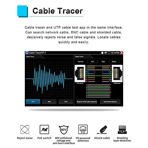 PEGATISAN 5.4 inch CCTV Tester IP and Analog with RJ45 Cable Tracer, Touch Screen 4K IP Camera Tester Built in WiFi with POE/8G TF Card/HDMI Output/RJ45 TDR, IPC-5200 Plus Support 8MP/12MP AHD/CVI/TVI/SDI