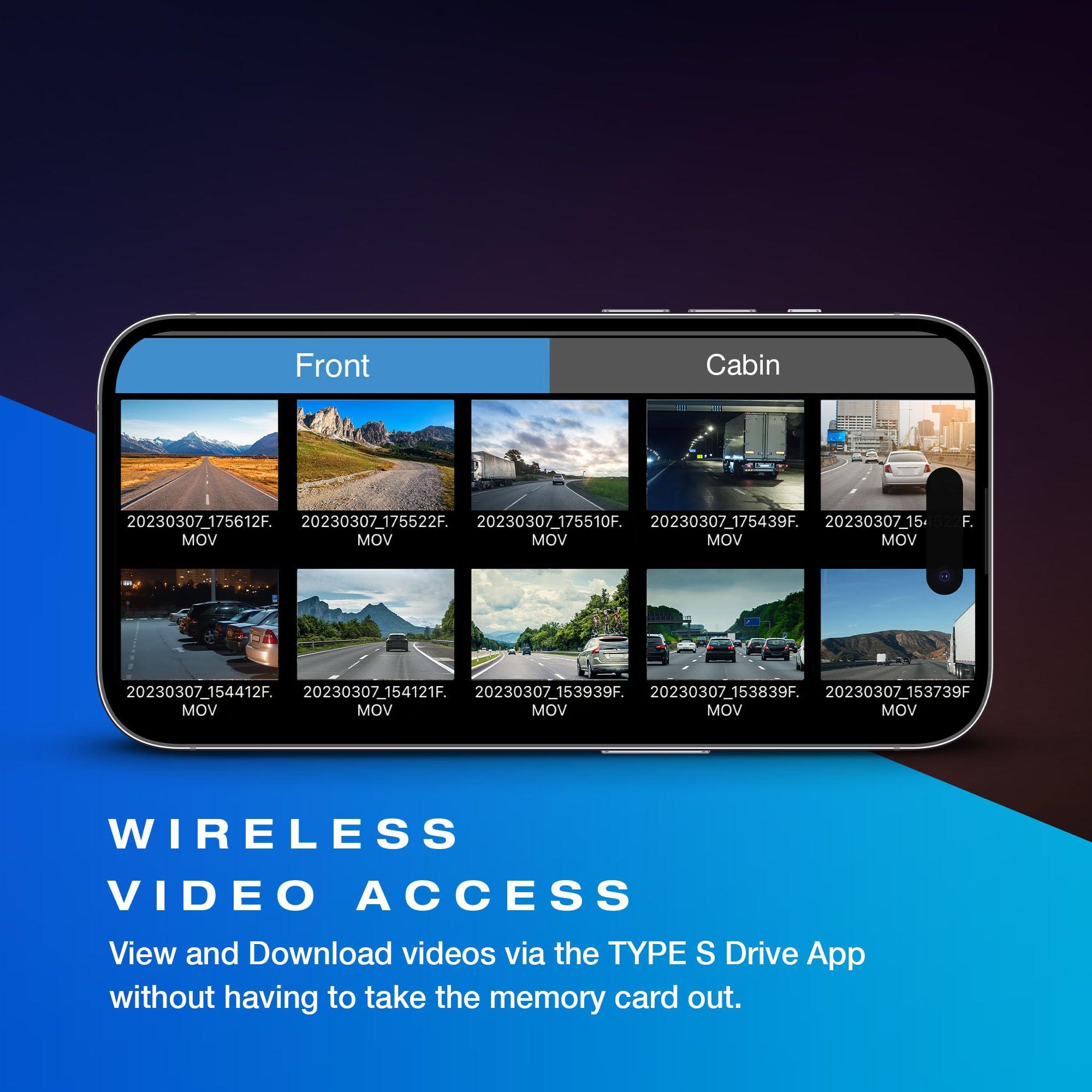 TYPE S TOURING ITEMS Type S T401 4K Dual View Dash Cam with AI Driver Assistance and in-Car Surveillance Camera, AI-Powered Lane, Car, Pedestrian Recognition