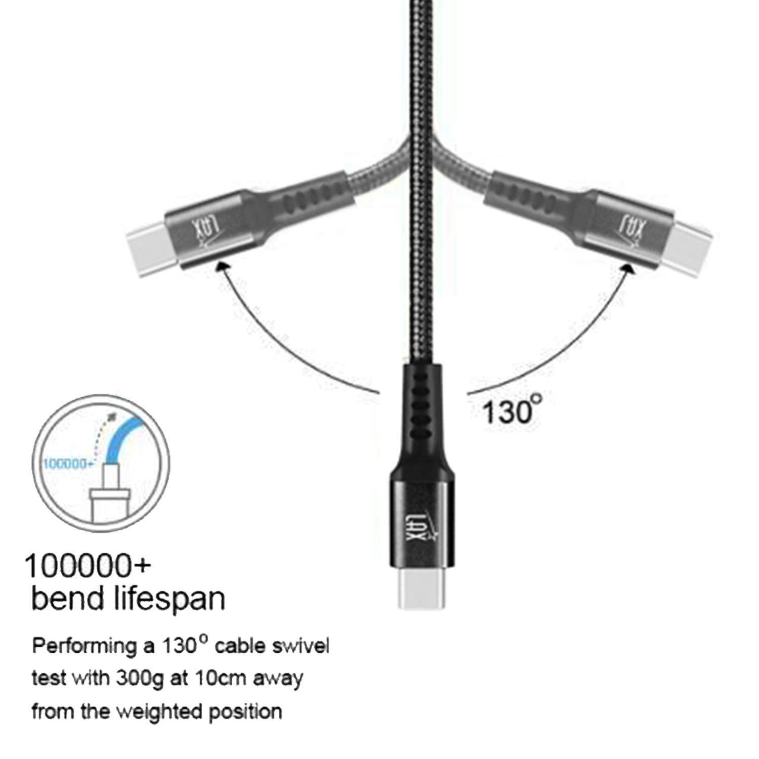 LAX Gadgets LAX Gadgets USB C to USB C Charging Cable - Nylon Braided USB C Cable - Compatible with All USB-C Devices Including Smartphones, Tablets, Laptops,Switch - 6 Ft -Black