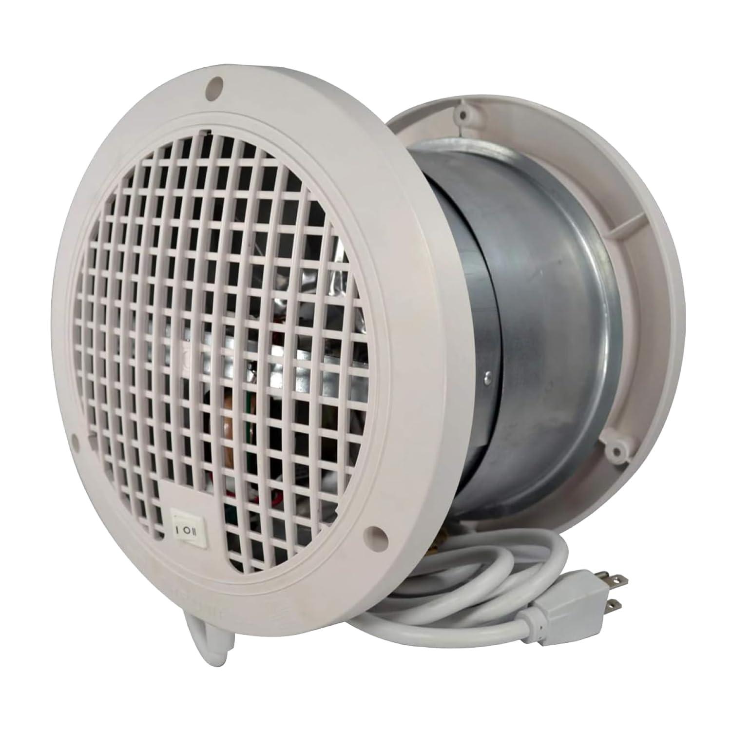 Suncourt Suncourt ThruWall TW108 Room-to-Room Transfer Through Wall Vent Fan, 2-Speed Wall Vent Register Booster Fan, Quiet Operation, Improved Air Flow for Better Indoor Heating and Cooling, White