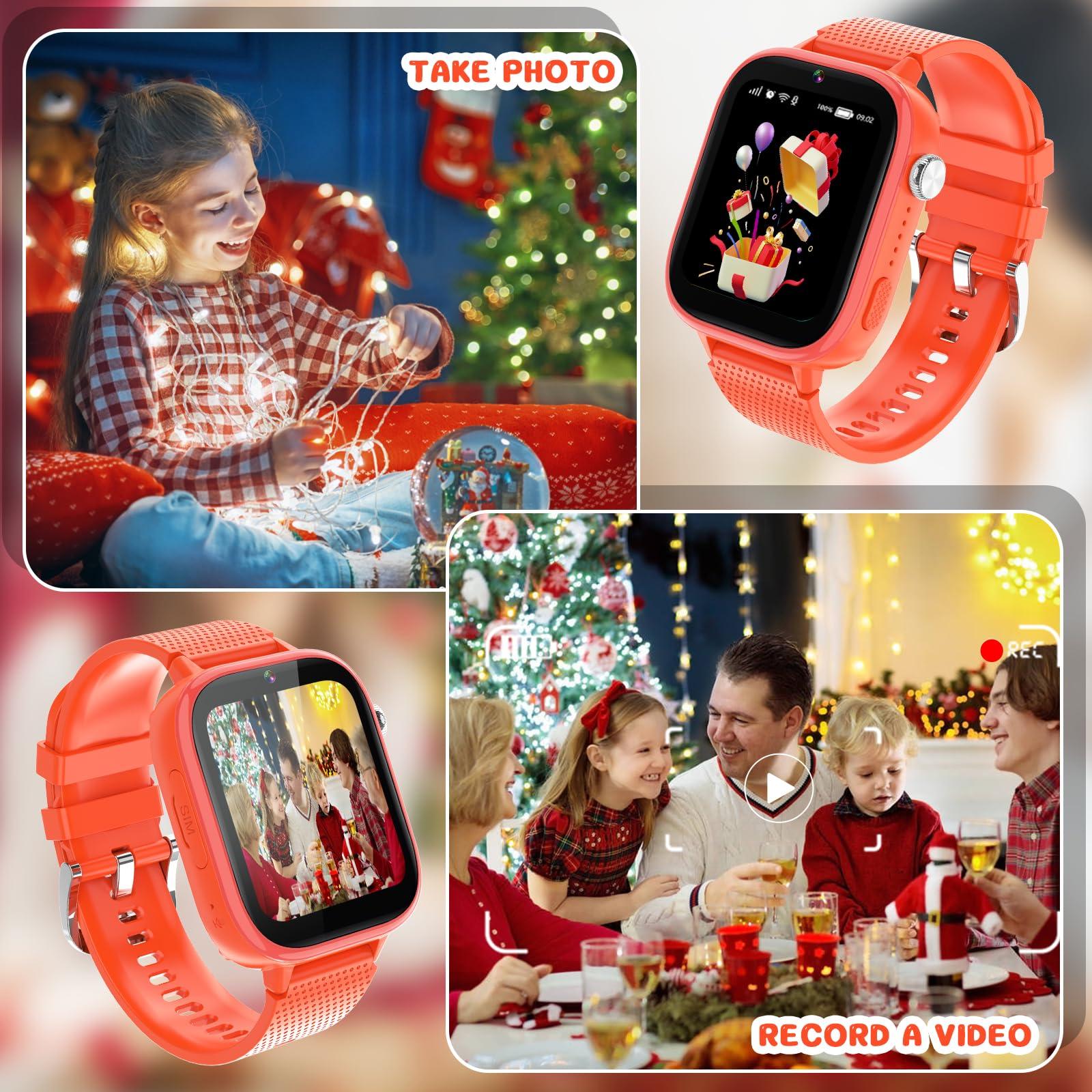 OKYUK OKYUK 4G Smartwatch, Kids Watch for Kids with SIM Card, 47 Exciting Games, Two-Way Calling Feature, SOS Emergency Call Button Ideal for Kids Aged 3-12, Childrens Cell Phone Alternative (Orange)
