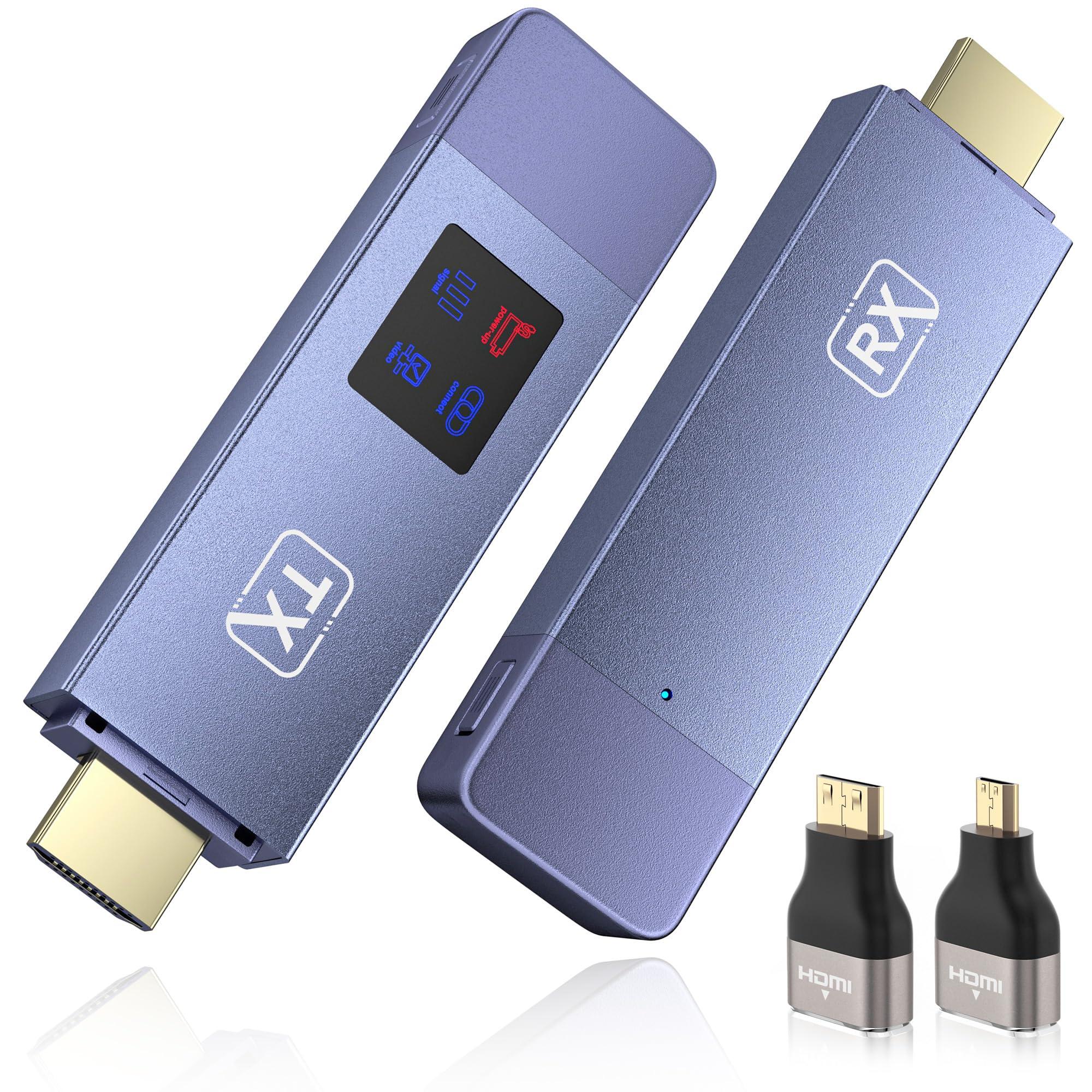 BRAIDOL Wireless HDMI Transmitter and Receiver, Wireless HD Extender Plug & Play Portable 2.4G/5G with LED Screen Wireless HDMI Kit for Streaming Video and Audio to Monitor from Laptop/Pc/Tv Box/Projector