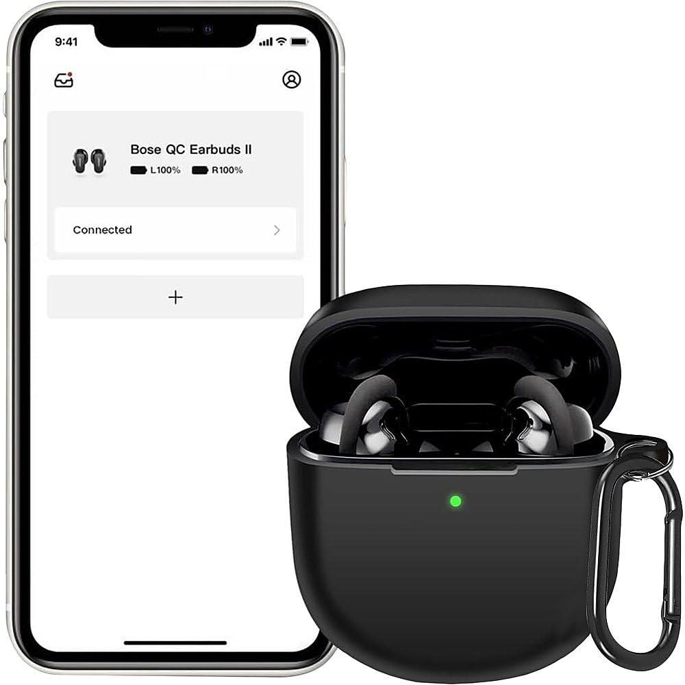 ZERODAMAGE SAHARA CASE SaharaCase Anti-Slip Silicone Case for Bose QuietComfort II Headphones [Rugged] Full Body Protection Antislip Grip Slim with Carabiner Clip - Black