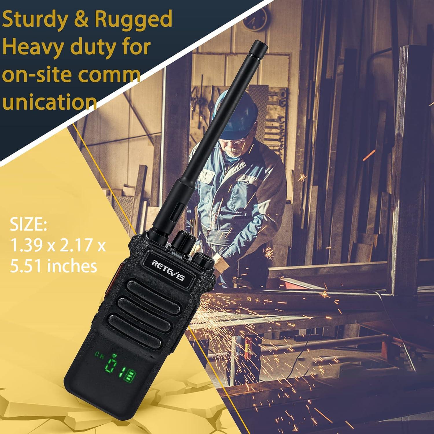 Retevis Retevis RT86 Walkie Talkies(4 Pack) Bundle with Antenna(4 Pack) Long Range, 2 Way Radio with Shoulder Mic, Heavy Duty Two Way Radios Rechargeable, Handheld, High Power, 2600mAh