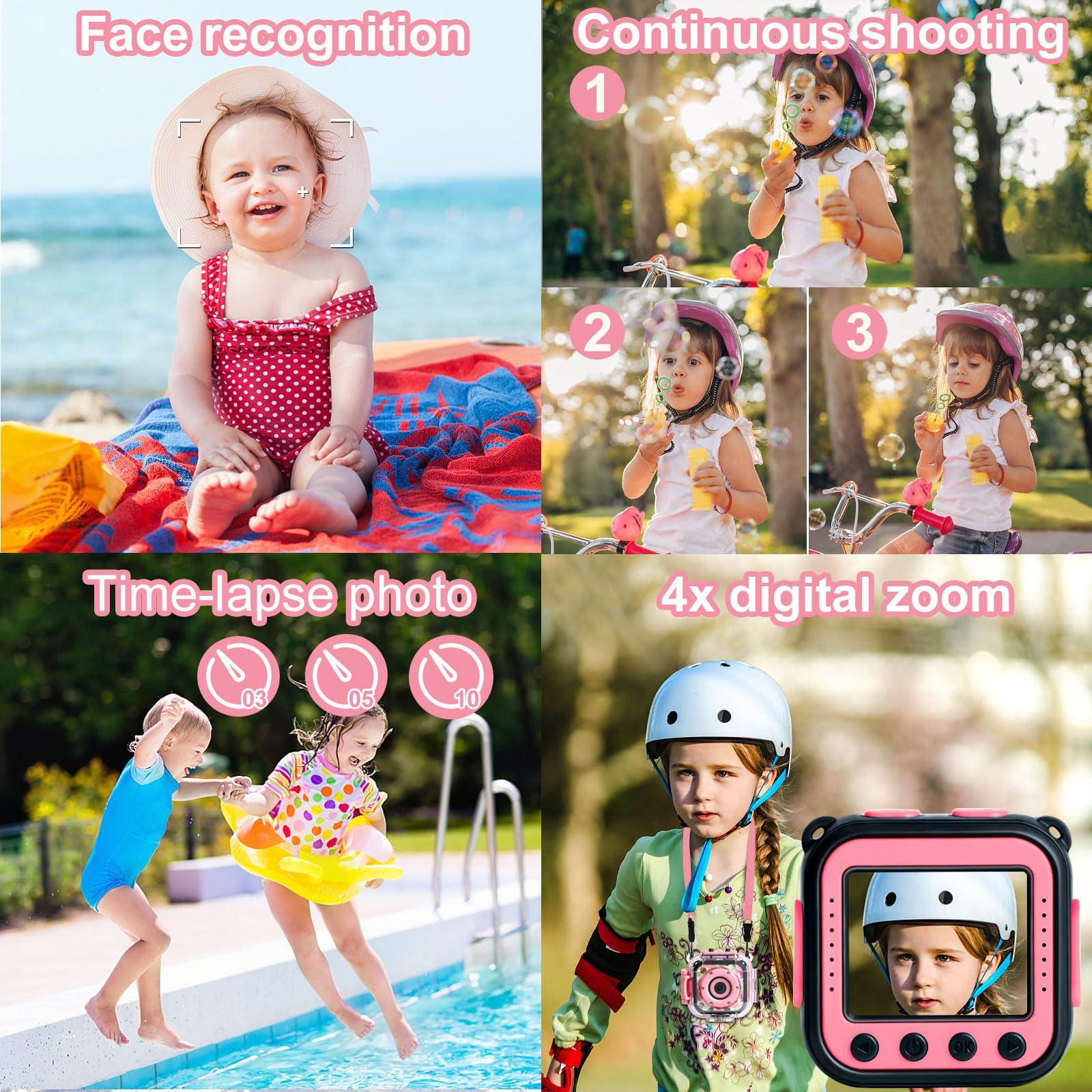 PROGRACE PROGRACE Kids Camera Waterproof Gift Toy - Children Digital Video Camera Underwater Camera for Kids 1080P DV Toddler Camera for Girls Birthday Pool Toys Age 3-14