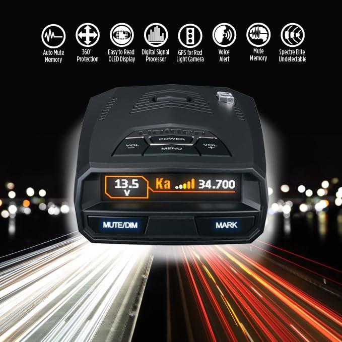 Uniden UNIDEN R4 Extreme Long-Range Laser/Radar Detector, Record Shattering Performance, Built-in GPS w/AUTO Mute Memory, Voice Alerts, Red Light & Speed Camera Alerts, Multi-Color OLED Display