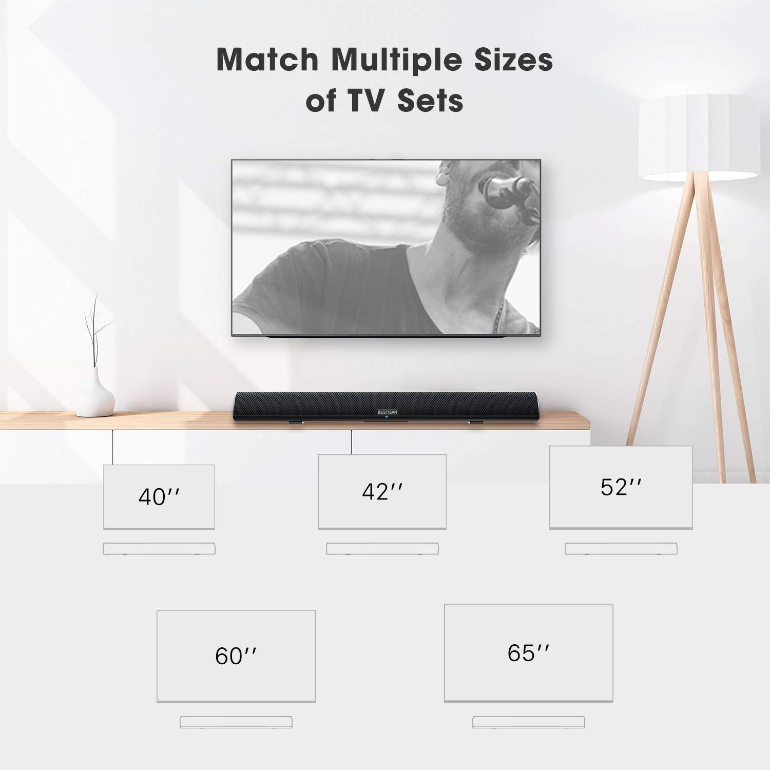 BESTISAN BESTISAN Sound Bar, 100Watt Soundbar for TV, Wired & Wireless Bluetooth 5.0 Sound Bar(40 Inch, 6 Drivers, Optical, HDMI-ARC)