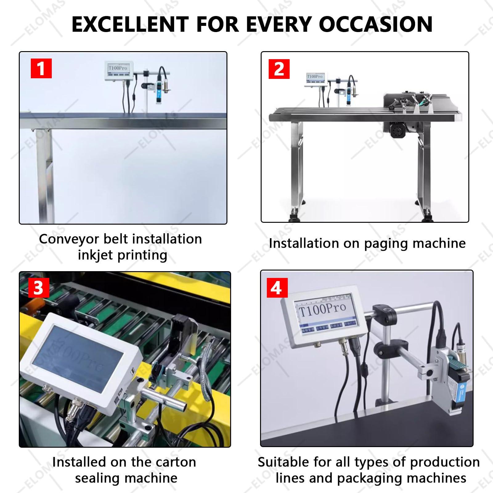 ELOMAS ELOMAS 12.7mm/25.4mm Automatic Inkjet Coding Machine Industrial Inkjet Printer for Production Line,Intelligent Variable Data/Date/Barcode/Image Thermal Inkjet Printer,12.7mm