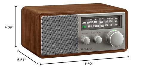 Sangean Sangean SG-116 AM/FM Analog Wooden Cabinet Receiver, Walnut-Silver