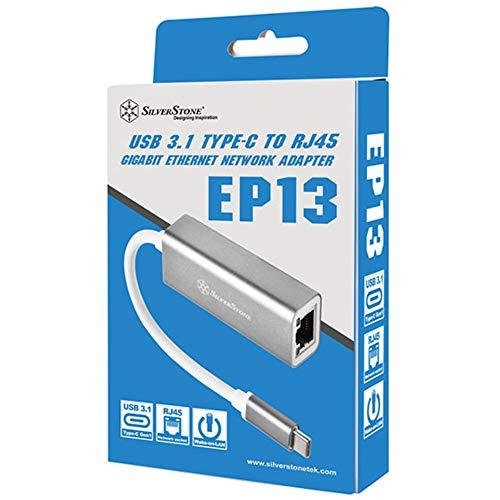 SilverStone Technology USB 3.1 Type-C Gen1 to RJ45 Gigabit Ethernet Network Adapter, Charcoal