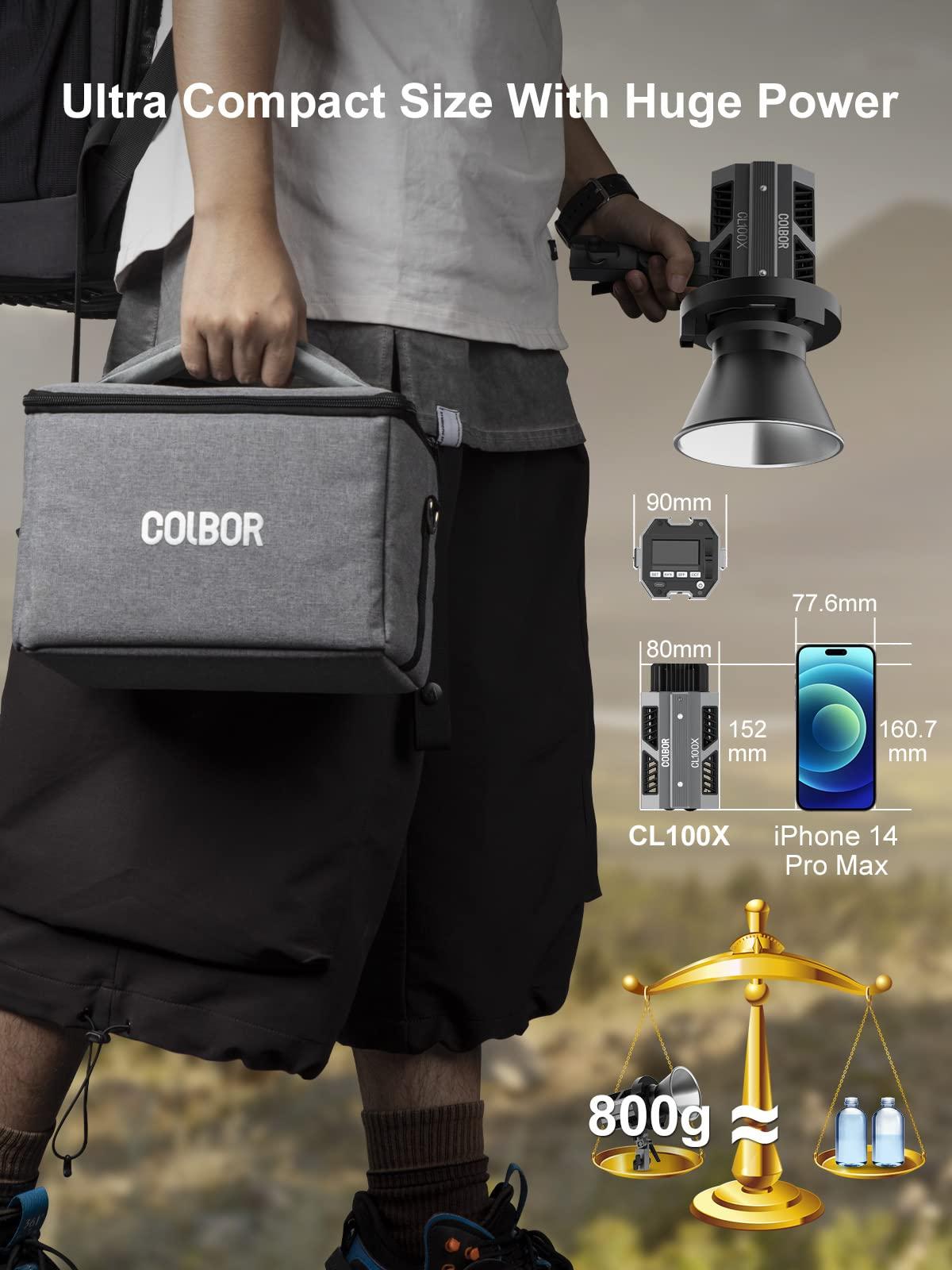 Moman Video Light, Colbor CL100X 110W Bi-Colour Video Light 2700K-6500K CRI97+ COB Continuous Aluminium with Bowens Mount APP Control 10 Light Effect for Photography, Daylight LED Video Light Photo Studio