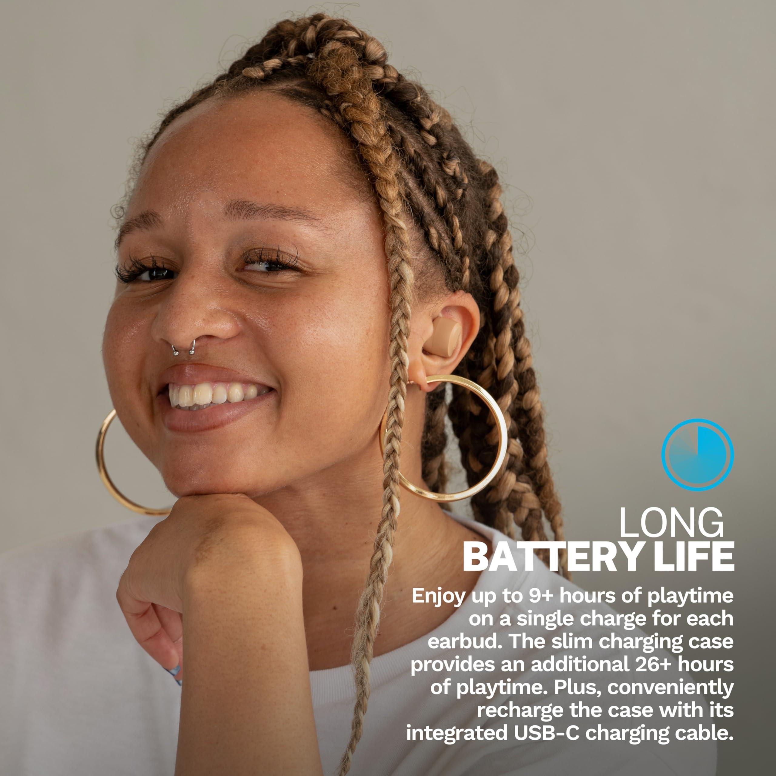 JLab JLab Go Air Tones+ True Wireless Earbuds Designed with Auto On and Connect, Touch Controls, 32+ Hours Bluetooth Playtime, EQ3 Sound, and Dual Connect, Natural Earthtone Color (728 N)