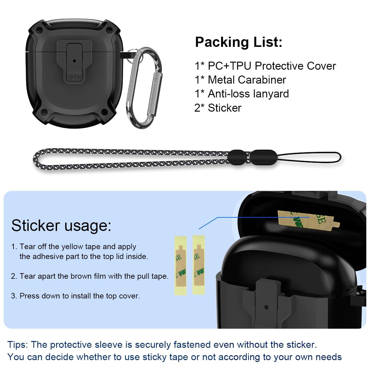 AIBEAMER for Bose QuietComfort Earbuds II Case (2022) / NEW QuietComfort Ultra Earbuds Case (2023),Shockproof Protective Safety Lock Case for QuietComfort Earbuds 2/QuietComfort Ultra Earbuds Accessories-Black