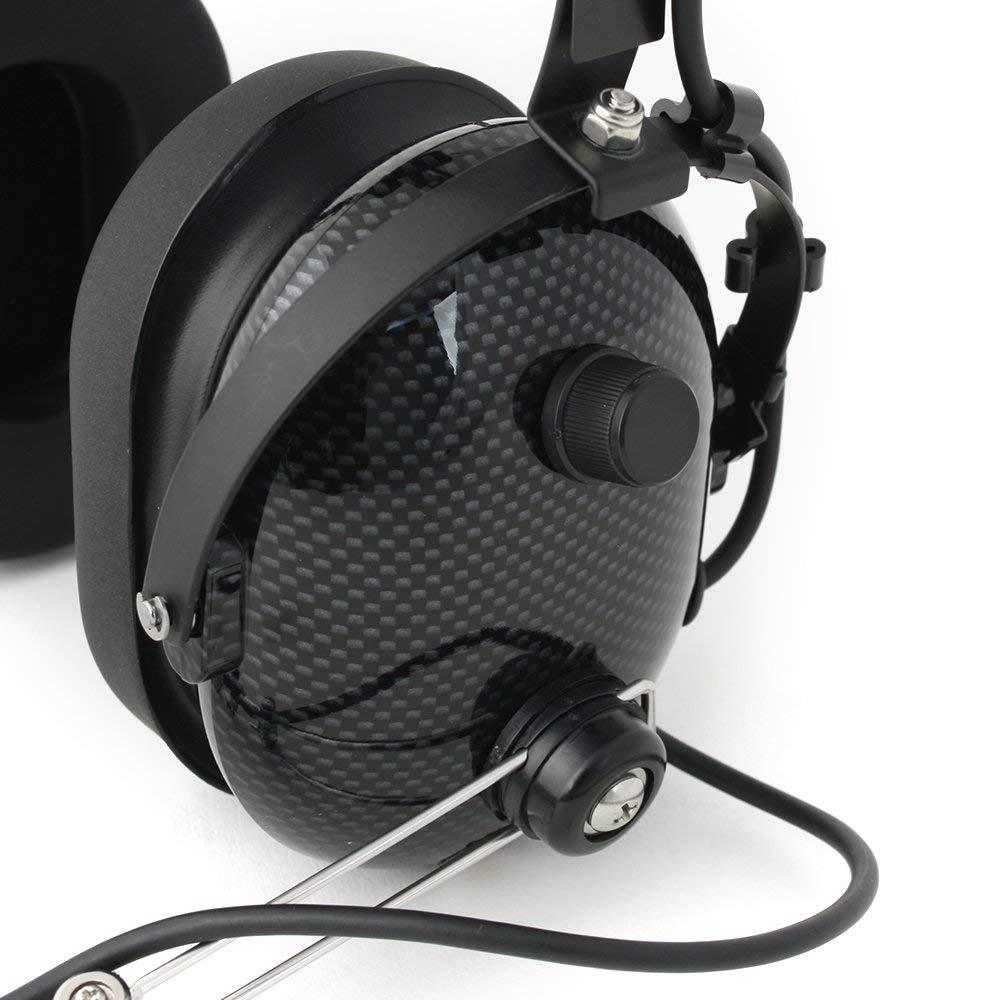 Rugged Radios Rugged Carbon Fiber Over The Head Headset for Racing Radios Electronics Communications Features Volume Control Knob 3.5mm 5-Pin Input Jack and Push to Talk
