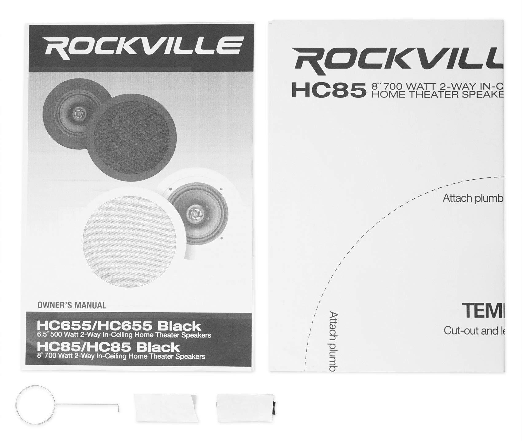 Rockville Rockville (6) HC85 8" Inch 700 Watt Black in-Ceiling Home Theater Speakers 8 Ohm