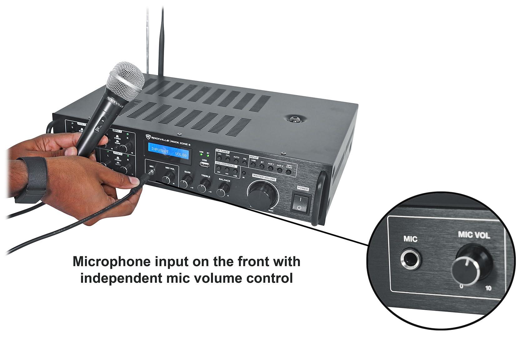 Rockville Rockville Rock Zone 8 Channel 1000W Commerical Receiver for Restaurant/Bar/Cafe