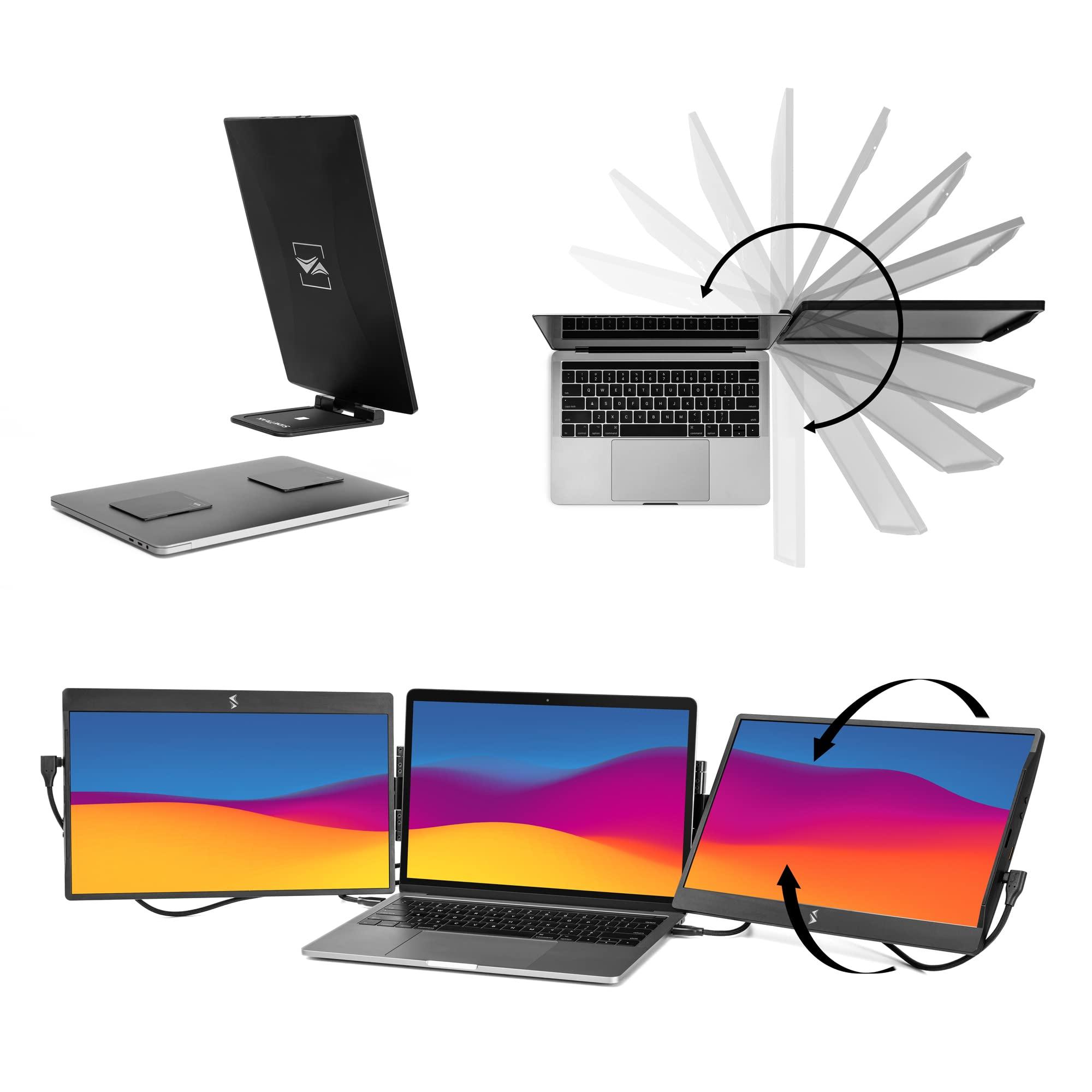 SideTrak SideTrak Swivel Triple 14\"\" Patented Attachable Portable Monitor - FHD TFT Laptop Triple Screen with Kickstand, For Mac, PC, and Chromebook, Fits All Laptops, Powered by USB or Mini HDMI Port (Triple)