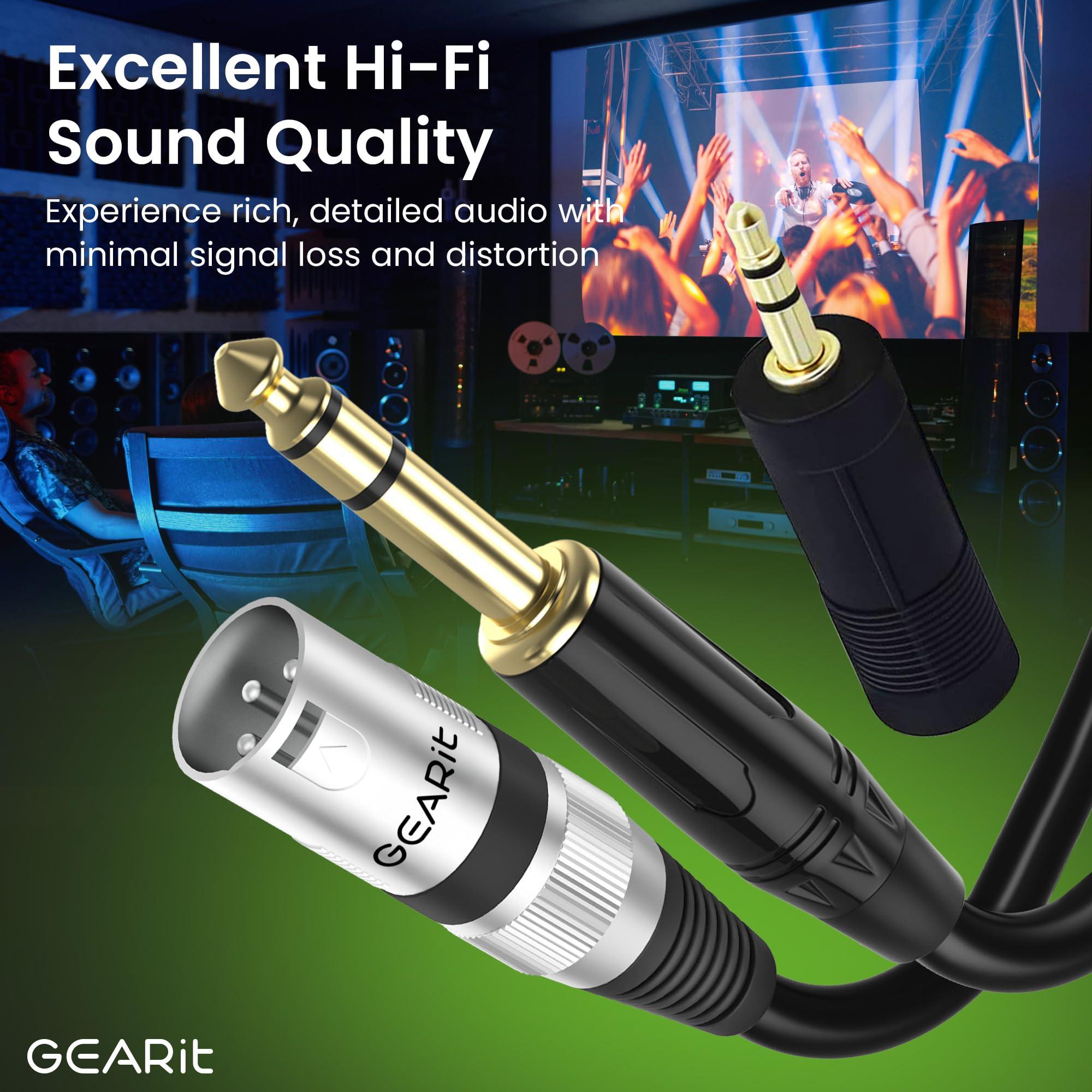 GearIT GearIT XLR Male to TRS Male 1/4 inch 6.35mm (TRS to XLR Male Cable) 15 Feet - with 1/8 inch 3.5mm Adapter