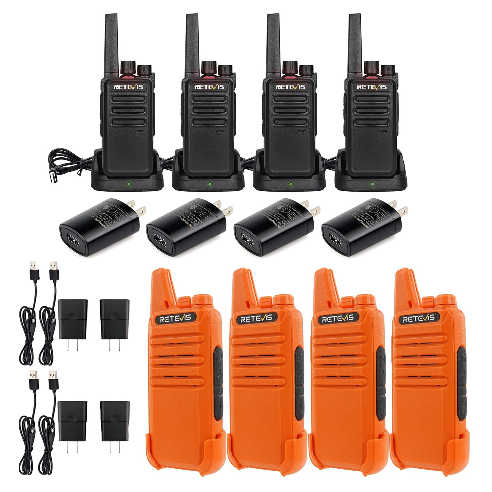 Retevis Retevis RT68 Walkie Talkies for Adults, 2 Way Radios Long Range, Hands Free (4 Pack) Bundle with RT22 Rechargeable Walkie Talkies, Long Range Two Way Radio for Adults(4 Pack, Orange)
