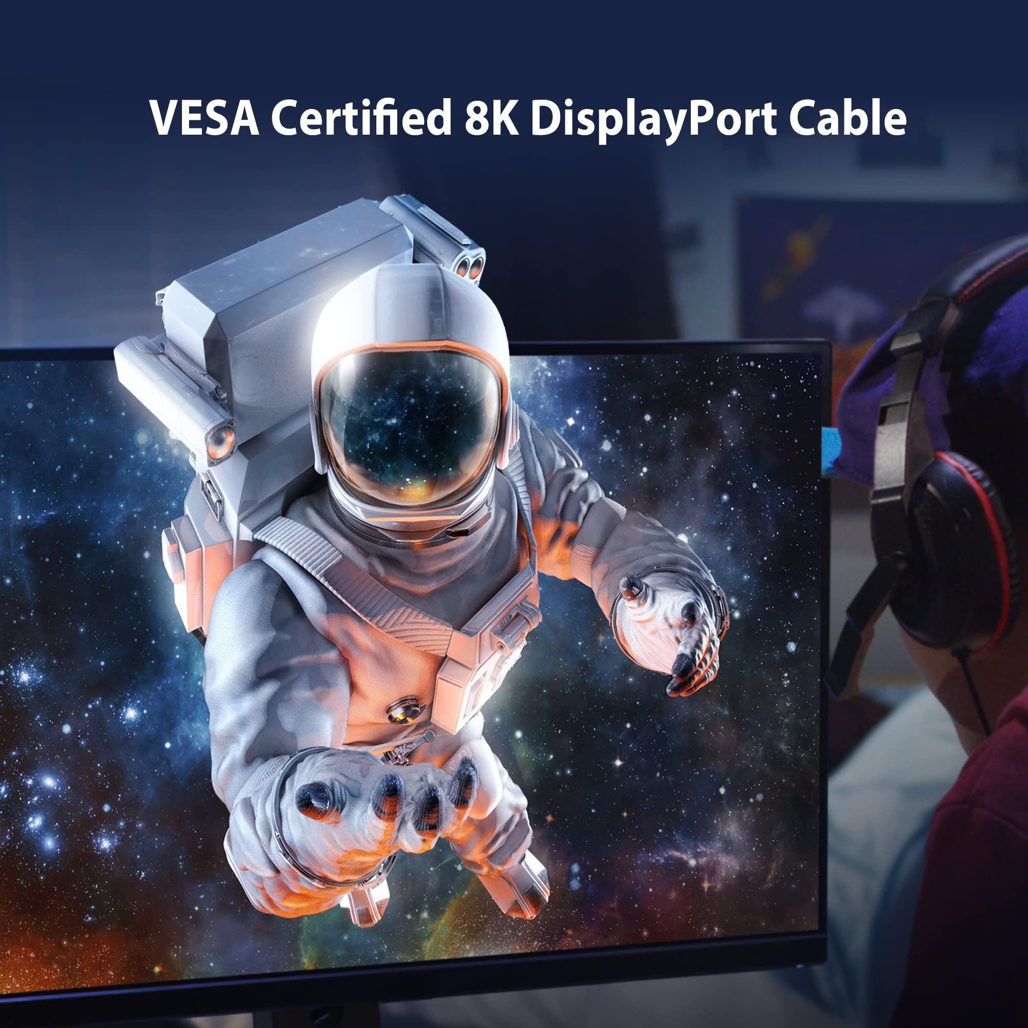 j5create j5create VESA Certified 8K DisplayPort Cable, Supports DP 1.4, 4K@120Hz, 8K@60Hz, HDR for Gaming Monitor, TV, PC, Laptop - 6.6ft (JDC43)