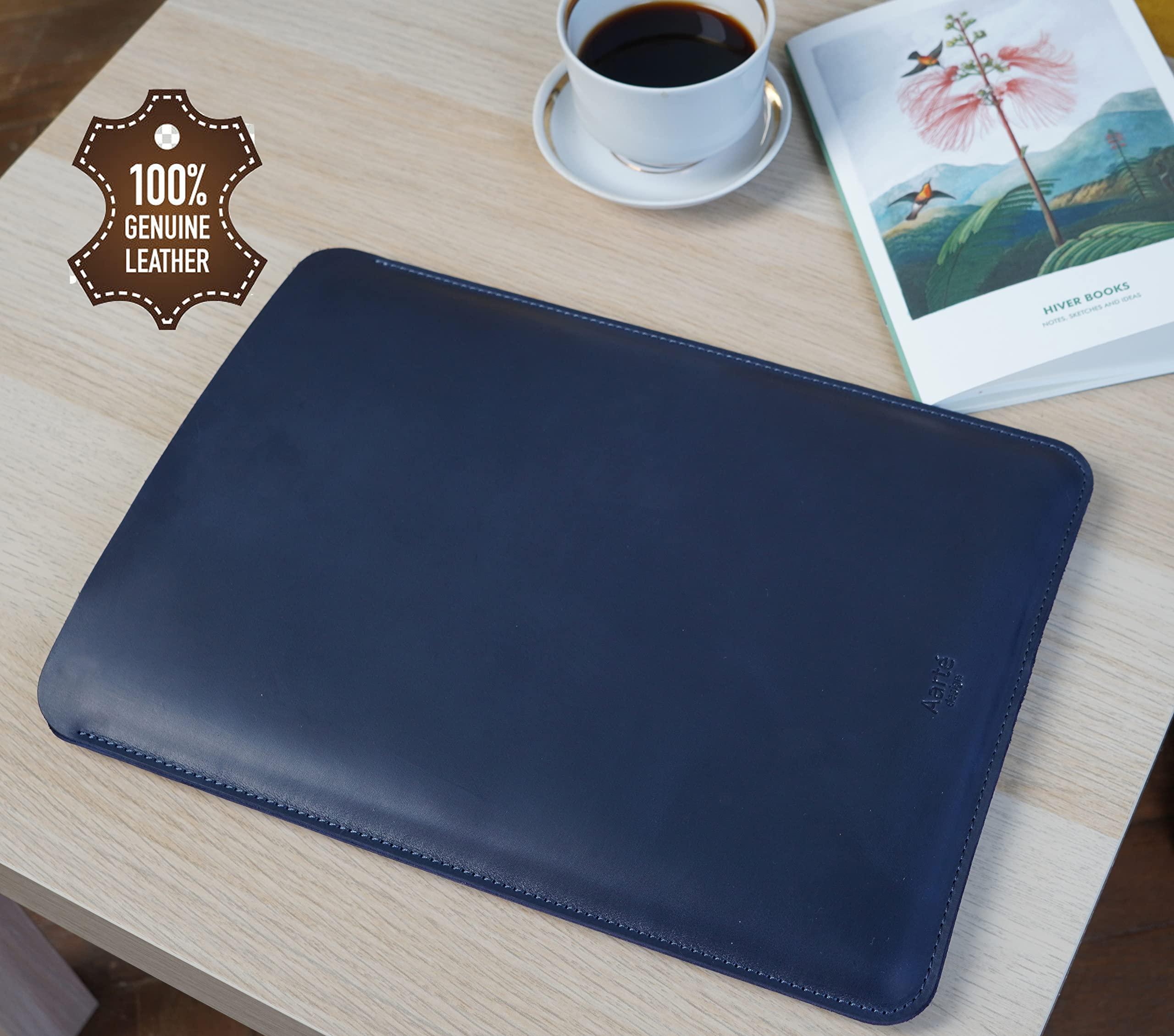 Aartedesign Aartedesign Genuine Vintage Leather Sleeve case for 13-inch MacBook Air/Pro 2018-2025 M1 M2 M3 A2337 A2179 A1932 / 13 MacBook Pro M1 M2 M3 /A2338 A2251 A2289 (2018-2025) (Vertical, Blue)