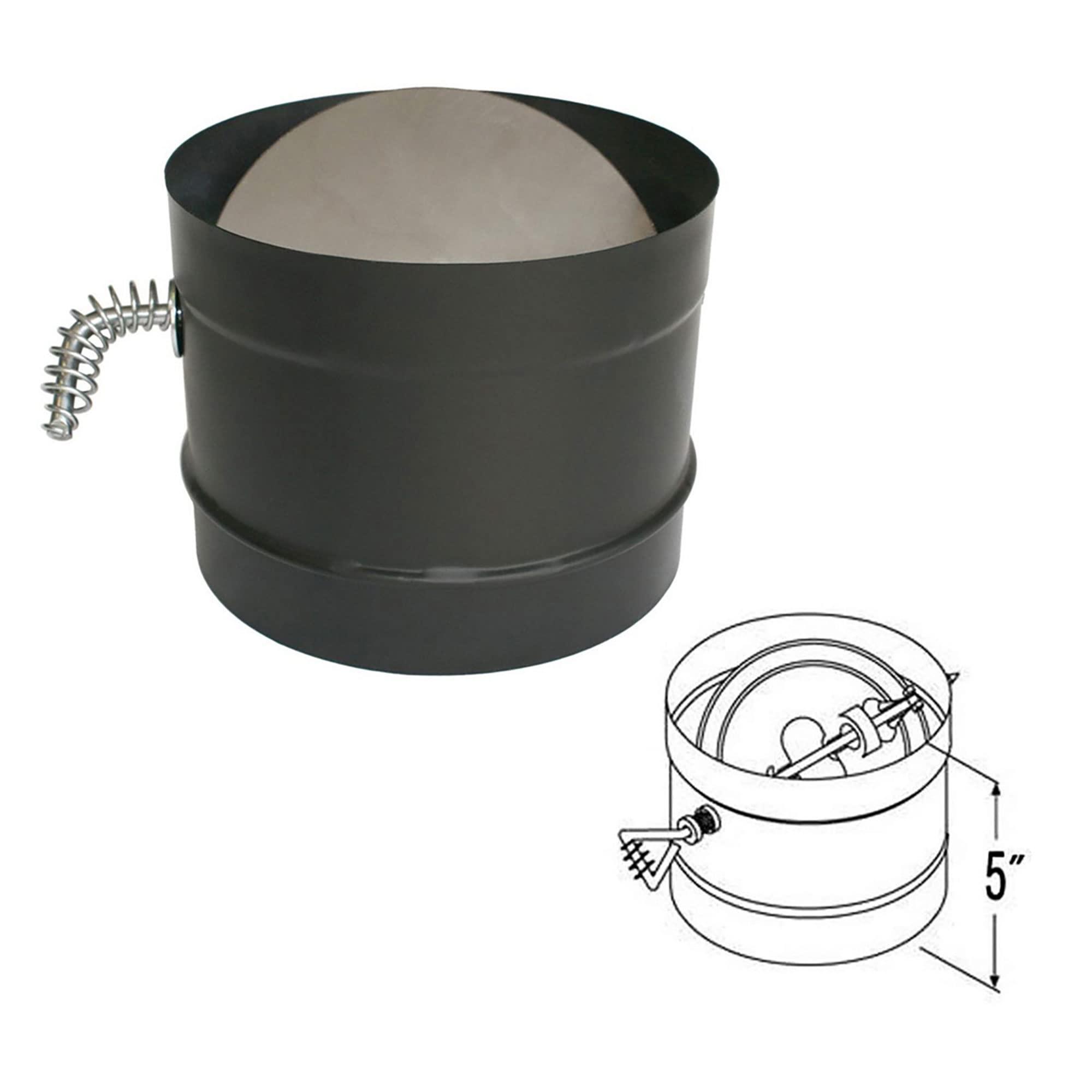 M & G Duravent, Inc. DuraVent 6 Inches 24 Gauge Steel Single Wall Air Insulated Damper Section As Wood Burning Stove Top Connecting Adapter, Black