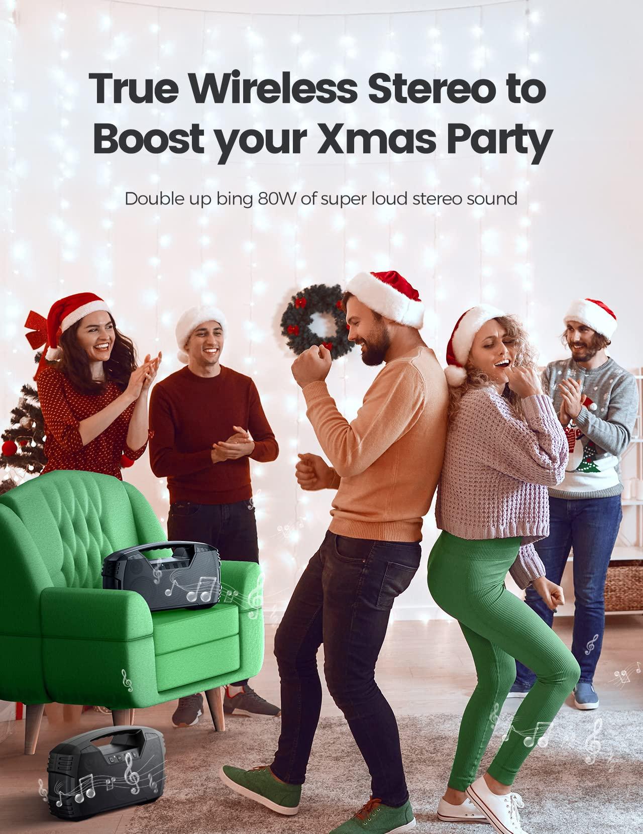 Houl Zallee IPX7 Waterproof Bluetooth Speaker, 40W(60 Peak) Portable Wireless Speakers with Subwoofer, 32H Playtime, Stereo Loud Sound, Deep Bass, Bluetooth 5.0 with Handle for Pool, Beach, Outdoor, Gifts