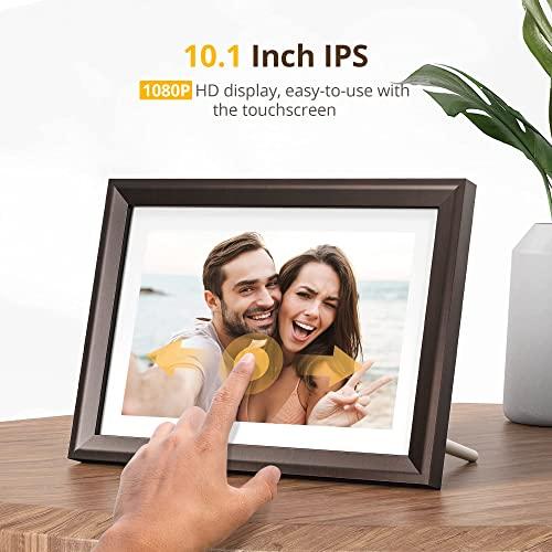 Dragon Touch Dragon Touch Digital Picture Frame WiFi 10 inch IPS Touch Screen Digital Photo Frame Display, 32GB Storage, Auto-Rotate, Share Photos via App, Email, Cloud, Classic 10 Brown, PUUDUU