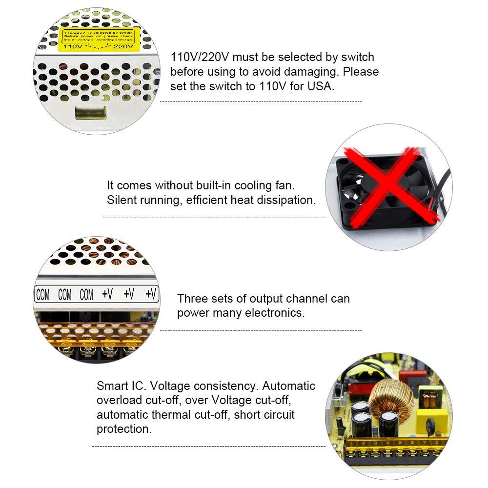 SHNITPWR SHNITPWR 24V Power Supply 10A 240W AC DC Adapter, DC 24 Volt 10 Amp Switching Power Converter Transformer LED Driver 110V / 220V AC in for LED Light Strip 3D Printer CCTV Security System LCD Monitor