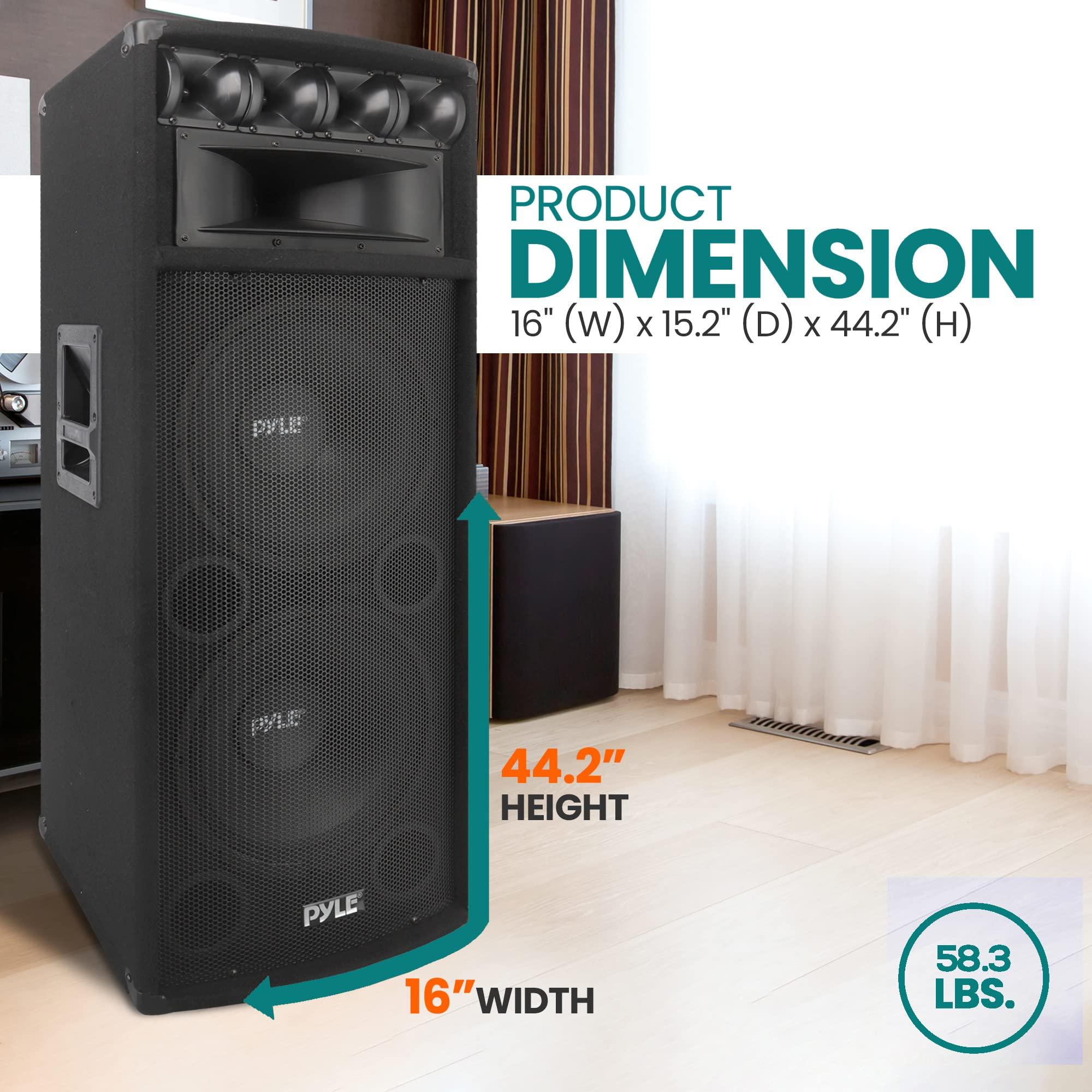 Pyle Pyle Portable Cabinet PA Speaker System - 1600 Watt Outdoor Stereo Sound Speakers w/ Dual 12\" Woofers, 3.4\" Piezo Tweeters, 5\"x12\" Super Horn Midrange, Crossover Network