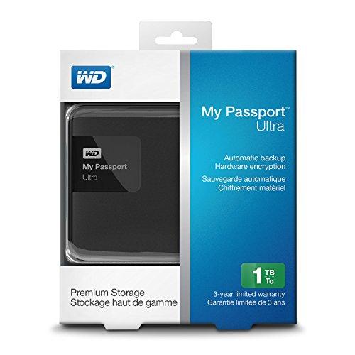 Western Digital WD 1TB Black My Passport Ultra Portable External Hard Drive - USB 3.0 - WDBGPU0010BBK-NESN