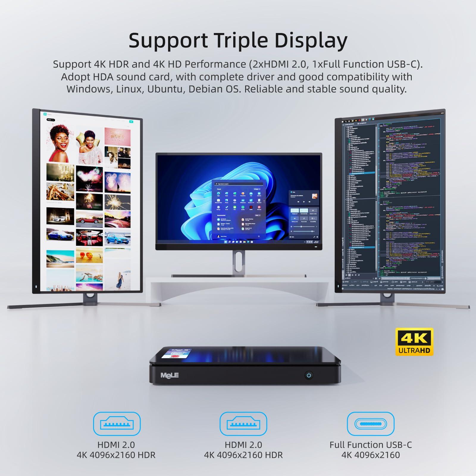 MeLE MeLE Overclock4C Mini PC, 12th Alder Lake-N100(up to 3.4GHz,4C/4T), 16GB DDR4 512GB Micro Desktop Computer, 4K Triple Display, All-in-one USB-C, USB3.2/WiFi/BT/Ethernet on Business Home Office