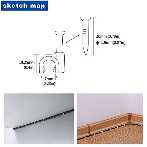 Gracilaria 100 Pack Nail in Cable Clips Ethernet Cable Nails Tacks Clips 8mm for Electrical, Ethernet, Dish Wire, Coax Cable, RG6, RG59, CAT6, RJ45 Cable