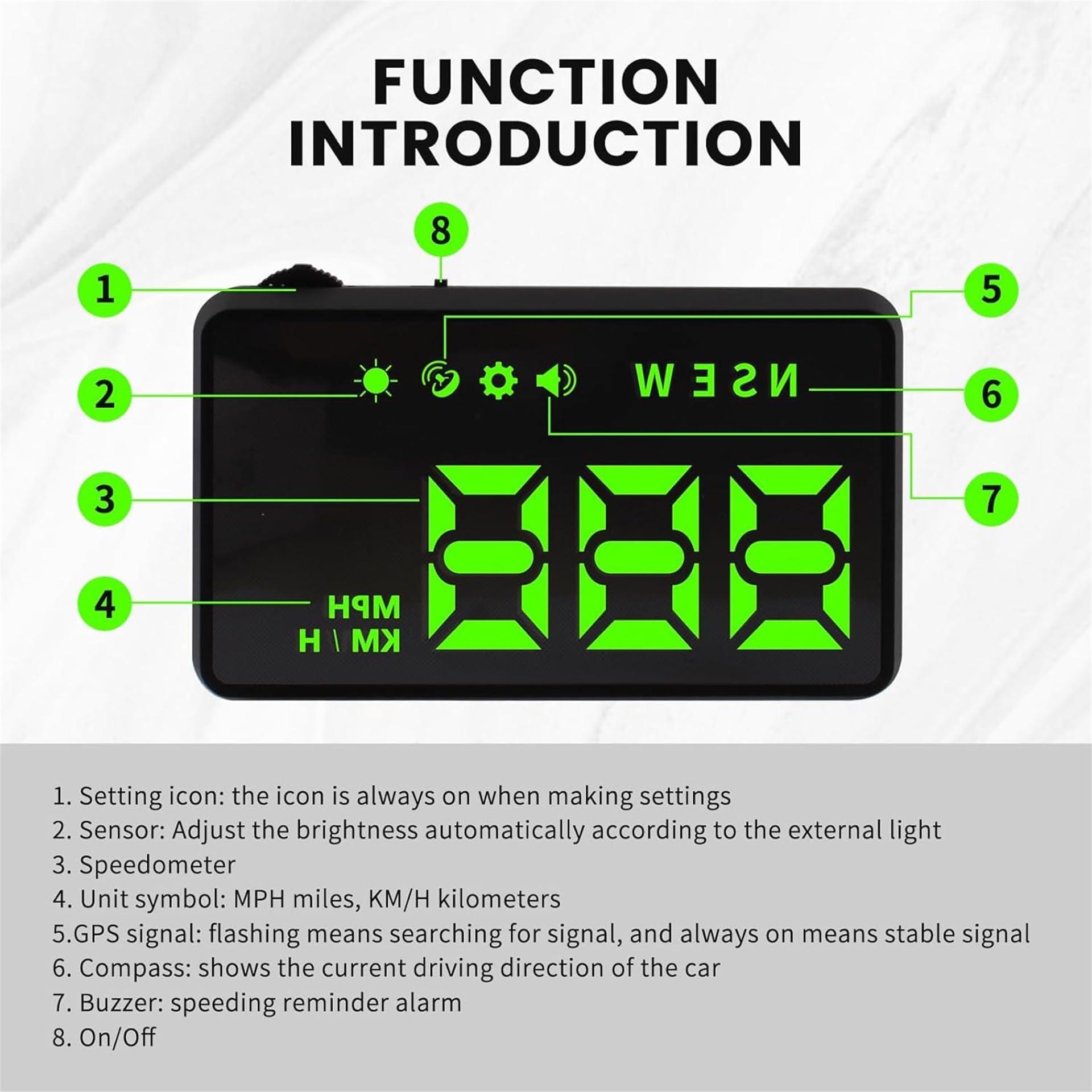 KUOWEIHUD KUOWEIHUD Heads up Display for Cars,Car HUD,Head up Display for Car,Car Speedometer Display,Automatic Brightness Adjustment,Speeding Alert,USB Cable Plug & Play