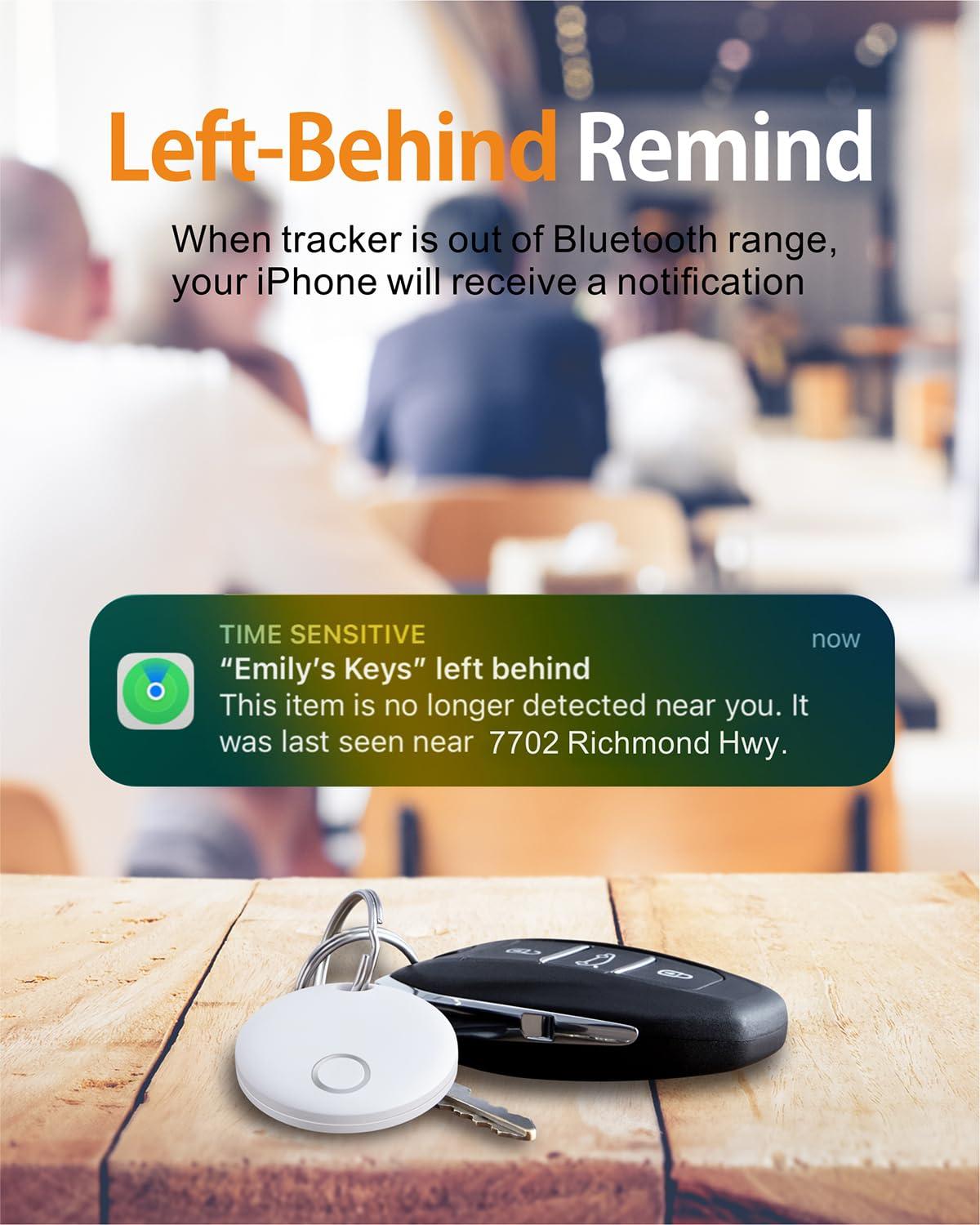 Reyke Reyke Smart Tag, Bluetooth Luggage Tracker, Works with Apple Find My (iOS Only), Item Locator for Key, Luggage, Backpack, Wallet, IP67 Waterproof, 4 Pack White