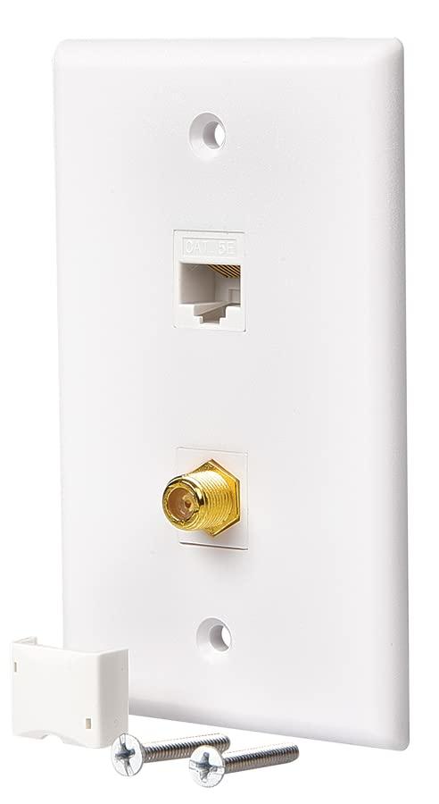 RCA Audiovox TPH567R Coax Wall Plate, Cat5/6 - Quantity 1