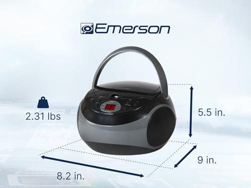 Emerson Emerson EPB-3000 Portable CD Player with AM/FM Radio, Programmable Memory, Dual Stereo Speakers, 3.5mm AUX Input, and Two-Way Power for Home or On-The-Go Entertainment Ideal for Music Lovers