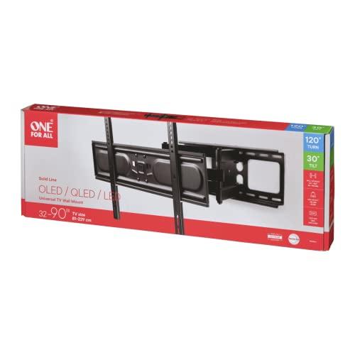 One For All One For All WM4661 Full Motion TV Bracket  Swivel (120) Tilt (15) Wall Mount  Screen Size 32-90 Inch  Max Weight 60kg  VESA 200x200 to 600x400 - Free Toolbox app  Black - WM4451