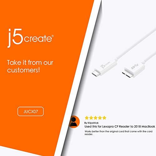 j5create j5create USB Type-C 3.1 to USB 3.0 Micro-B Cable- USB Type-C Male to USB 3.0 Micro-B Male Connector | USB 3.1 (10 Gbps) and USB 2.0 (480 Mbps) | 3 FT (90 CM) | Compatible with USB Type-C Devices