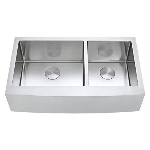 ZUHNE ZUHNE Stainless Steel Double Basin Farmhouse Sink 60/40 (33-Inch Curved Apron Front)