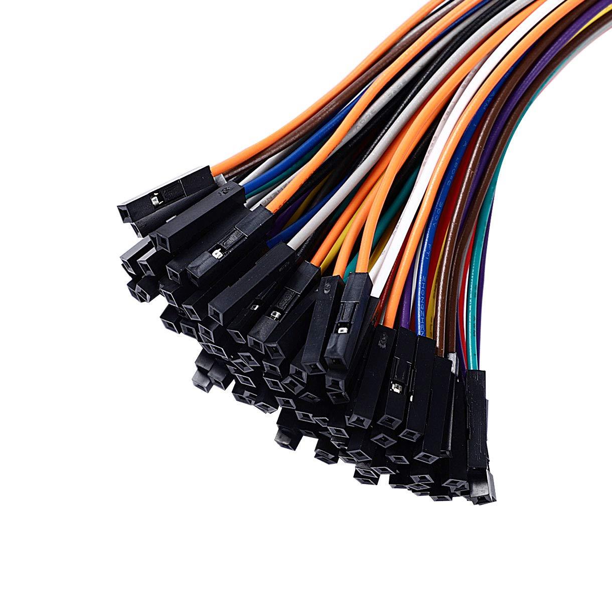 HELLOYEE Breadboard Jumper Wires Male to Female 6'' Length 0.1'' Square Head 100-Pack 10 Colors 24AWG by Hellotronics (15CM, 1P M/F)