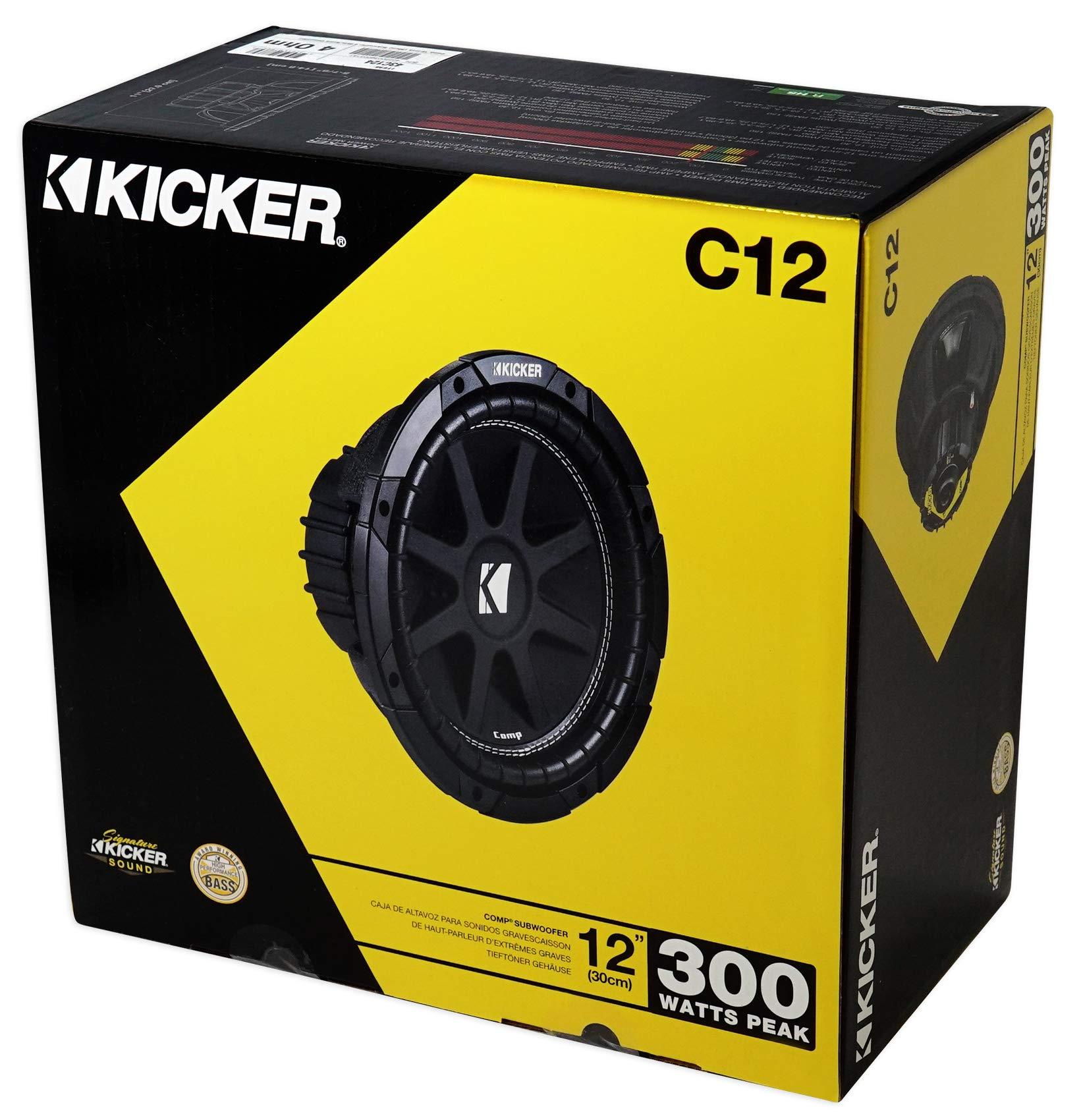 KICKER KICKER 40c124 12\" 300 Watt Single 4-Ohm SVC Car Audio Subwoofer Sub