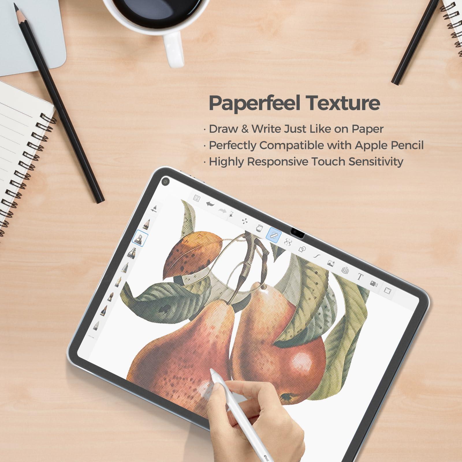 ProCase ProCase for iPad 10th Generation Case with Pencil Holder 2022 10.9 Inch(Black) Bundle with 1 Pack Tempered Paper Screen Protector for iPad 10th Generation with 3 Pack Camera Lens Protector