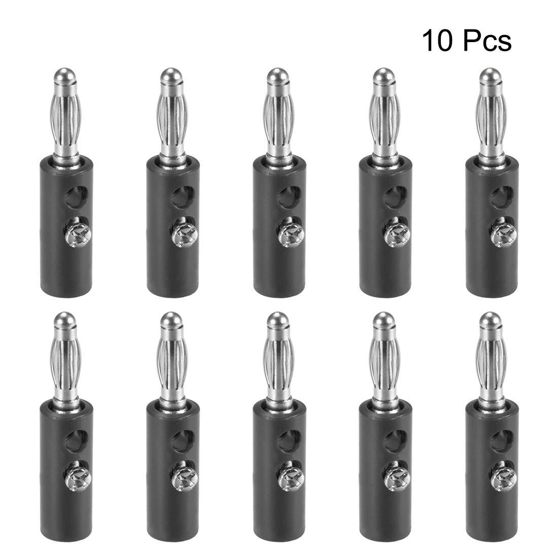 uxcell uxcell 4mm Banana Plugs Speaker Wire Cable Screw Plugs Connectors Black 10pcs Jack Connector