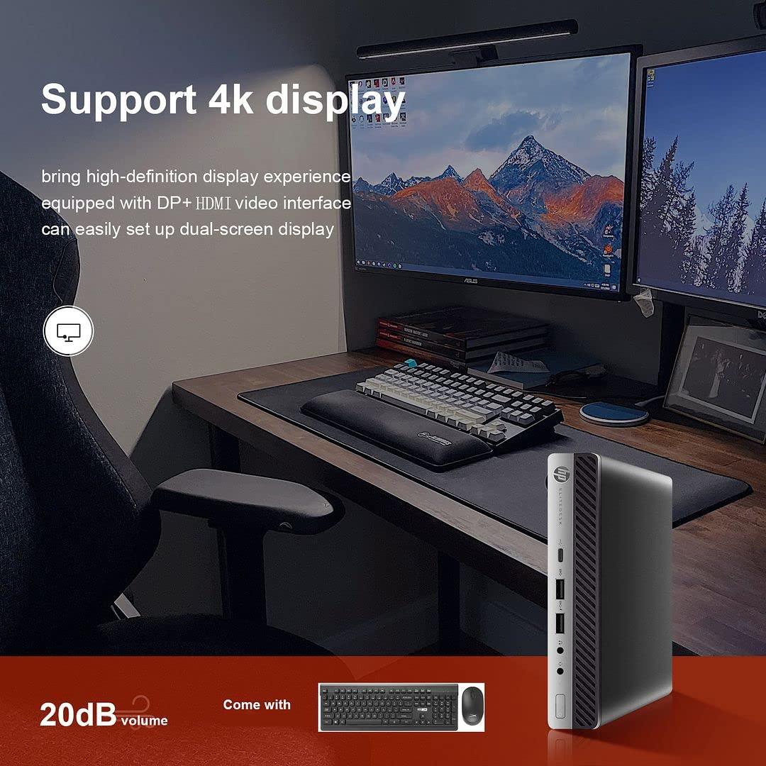 HP HP Micro PC EliteDesk 800 G4 Windows 11 Tiny Desktop,i5 Hexa-Core Mini Business Computers 16GB Ram 256GB NVMe M.2 SSD,WiFi,BT,HDMI,DP,USB-C,4K Support,Wireless K&M + TJJ Mouse PAD (Renewed)