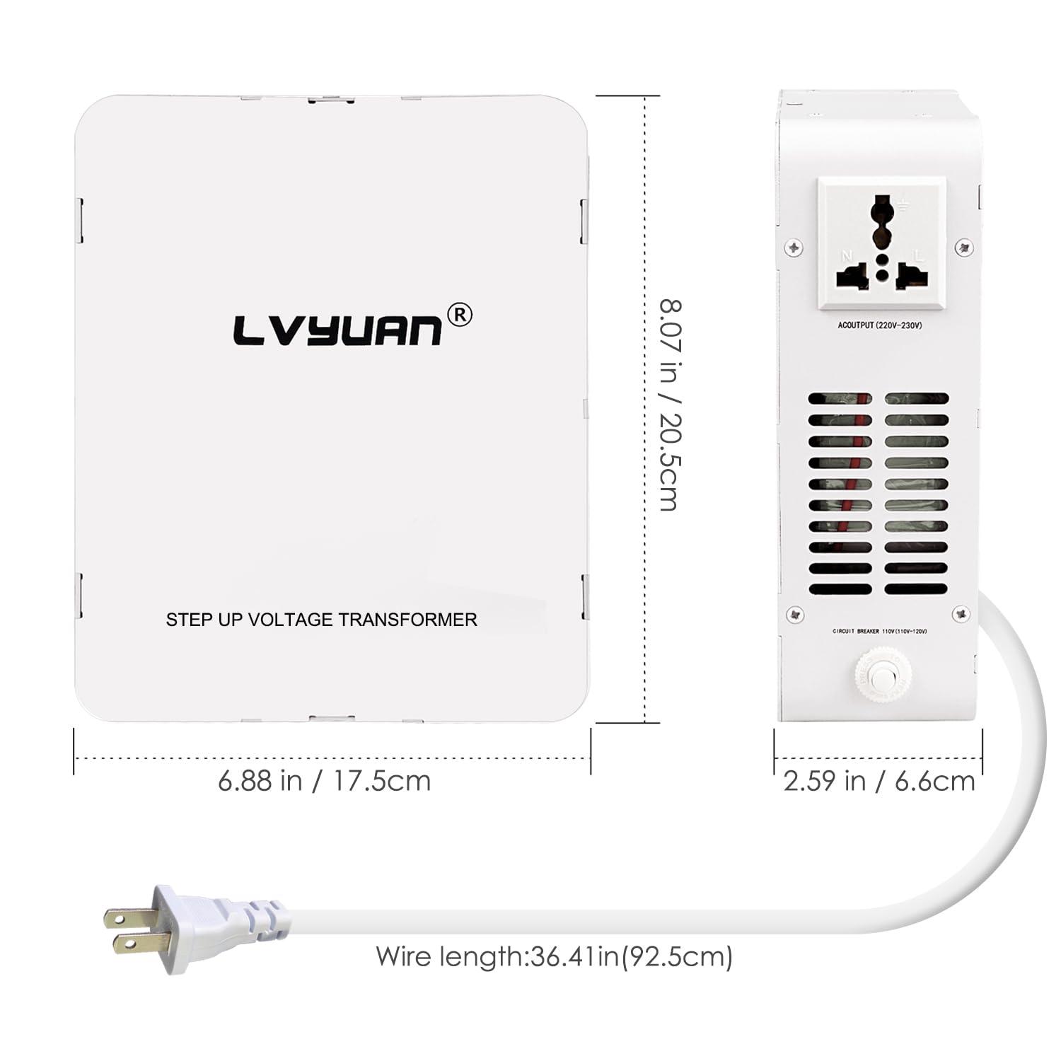 LVYUAN LVYUAN 1000W 110/120V to 220/240V Voltage Converter Step Up Transformer Electrical Converter with Circuit Breaker Protection for Euro China Korea Appliances[3 Year Warranty]