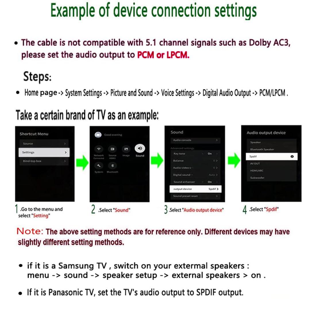 DUOYUTING Digital Optical to Analog 3.5mm AUX Audio Cable, Optical to 2 RCA Adapter, All-in-one D/A Audio Converter, for TV/PS4/Xbox/DVD SPDIF/TOSLINK/Optical Port to Sound Box Amplifier Headphones16.5FT)