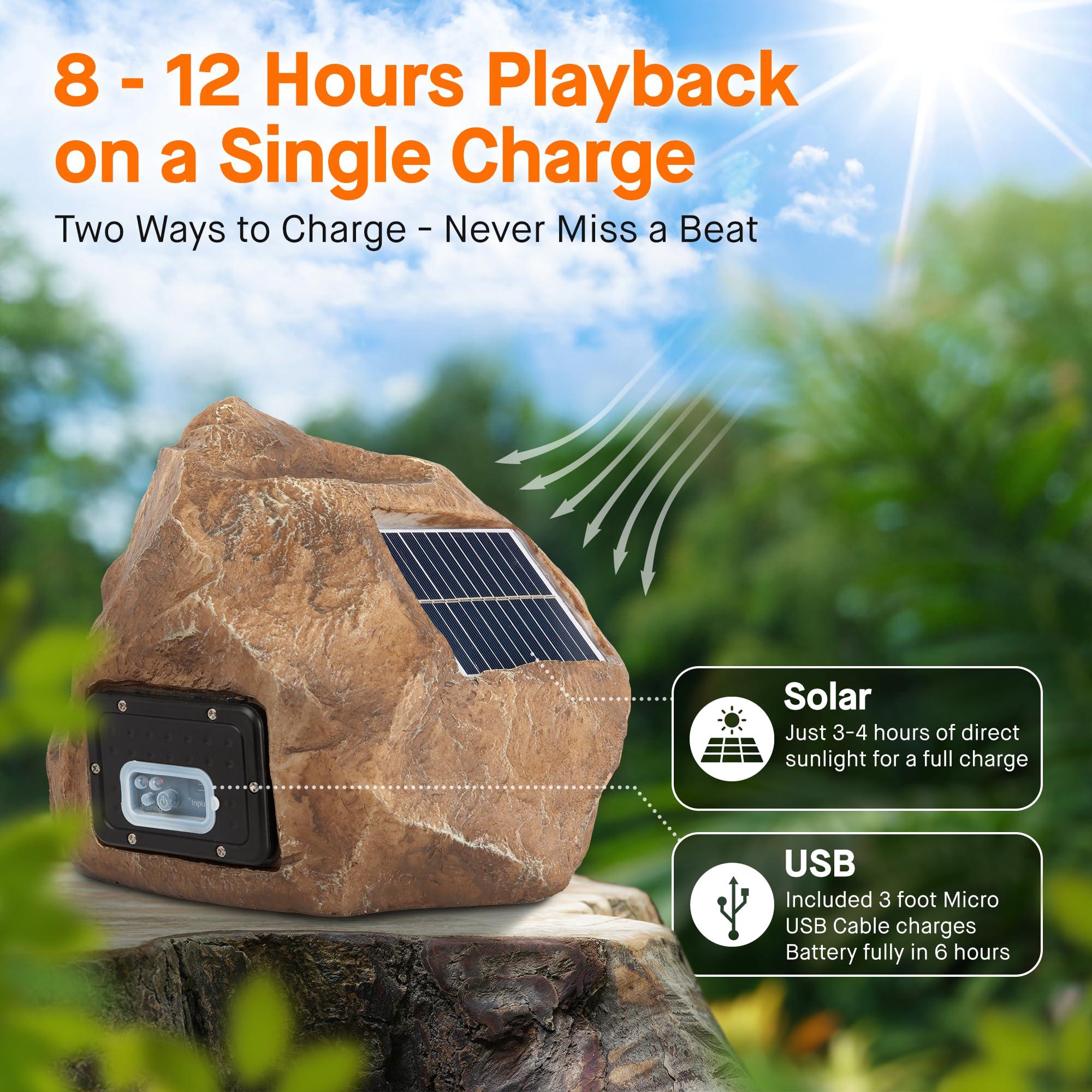 Homewell Homewell Solar Rock Speakers - Bluetooth Wireless Waterproof Weatherproof Ing Outdoor Speakers For Pool Patio Deck Backyard Garden - Brown (2-Pack)